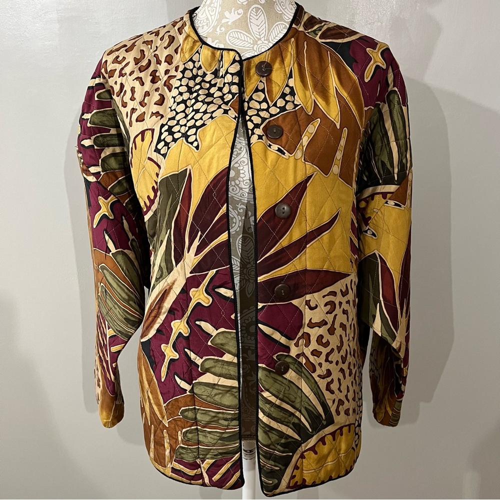 Vintage Regina Porter 100% Silk Quilted Jacket / XS / 80s 90s Boxy Style